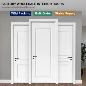 Factory White MDF HDF Molded Interior Door Modern Solid Core Wooden Door For Apartment Hotel Contractor Project