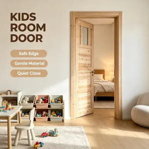 Farmhouse Solid Fir Glass Interior Door for Rural Storage Room