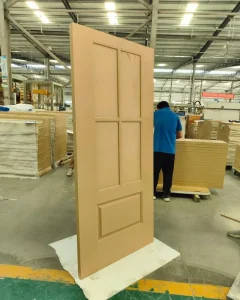 Fiberglass Door Slab Long and Short 2-Lite Outer 4-Lite-2 Low-E Glass Inner Clear Glass with 4-Lite Grilles