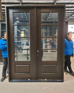 Fiberglass Double Entry Door Weather-Resistant Exterior Front Door for Villa and Residential Projects