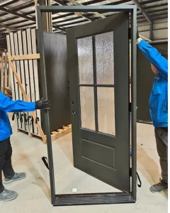Fiberglass Entry Door Fiberglass Exterior Door with Multi-Point Lock and Steel Core for Security