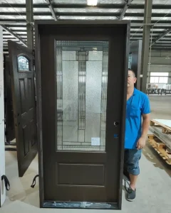 Fiberglass Front Entry Door with Sidelight Glass Panel