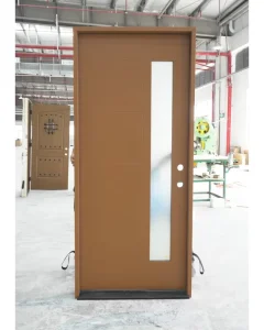 Fiberglass Prehung Composite Front Door with Frosted Low-E Glass, Solid Core, and Energy-Efficient Design for Apartments