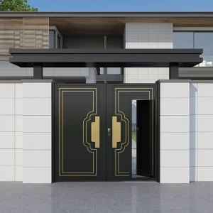 Finely Carved Aluminum Alloy Double Swing Door for Villa Courtyard