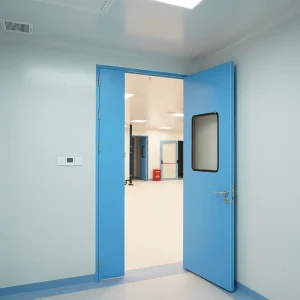 Finished Unequal Double Hospital Cleanroom Door Thermal Insulation for Laboratory Pharmaceutical GMP Environment