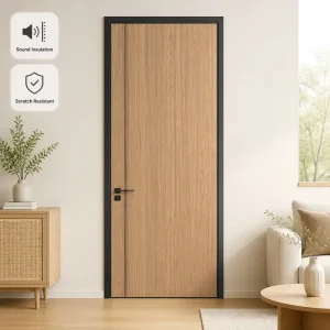 Fire-Rated Aluminum Frame Wood Door with Melamine Decorative Panel for Commercial and Villa Use