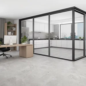 Fire-Rated Double-Glazed Aluminum Hanging Sliding Door for Interior Bedroom Kitchen Bathroom
