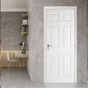 Fire Rated Interior Wooden Single Door with Groove Design White Contemporary