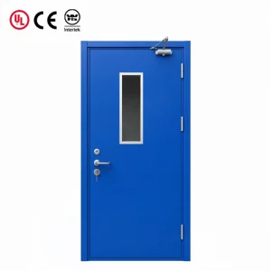 Fire Rated Steel Door with Glass Vision Panel Interior Exterior Security Door for Apartments and Offices