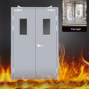 Fire-Rated Steel Emergency Exit Door with Modern Double-Leaf Design for Commercial Use
