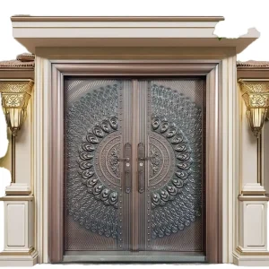 Fire-Resistant Powder-Coated Aluminum Outdoor Main Entry Swing Door for Apartments and Villas