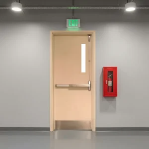 Fire-Resistant Steel Door with Fiberglass Glass, Sound Insulation, Anti-Theft Features, and CE and WH Certification for Hotel Rooms