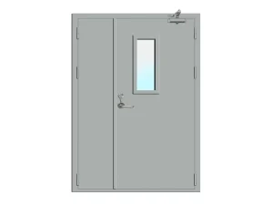 Fire Resistant Steel Door with Sound Insulation Fiberglass Nylon Glass Anti-Theft Entry for Hotel Room