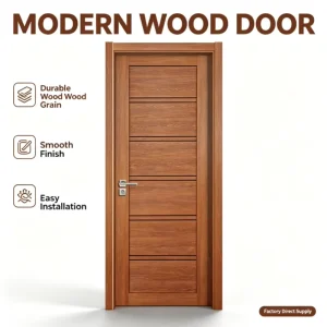 Fireproof Polymer Door, Custom Fire-Rated Door with Sound Insulation for Villa or Apartment, Manufacturer