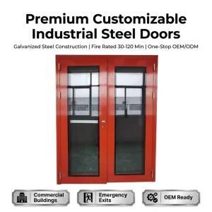 Fireproof Steel Security Interior Door with Polymer Construction and Vision Panel for Hotels
