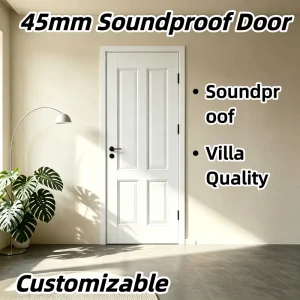 Flat Panel Interior Door Red Walnut Solid Wood FSC Certified Glue-Free 45mm Thick Soundproof Magnetic Lock