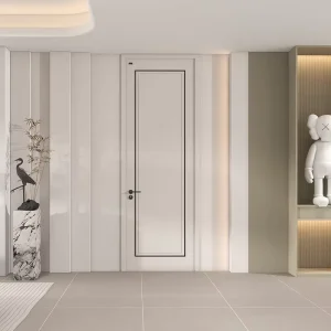 Flat Panel Minimalist Lacquered Wood Door for Scandinavian and Nordic Style Interiors