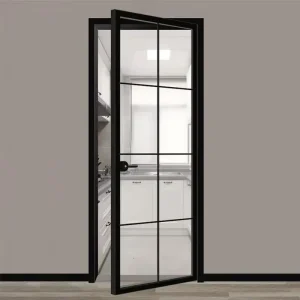 Floor To Ceiling Hinged Swing Glass Interior Partition Narrow Frame Door