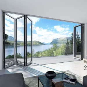 Florida Miami-Dade Approved Custom Thermal Break Aluminum All Glass Folding Patio Glass Doors Slide and Fold Doors
