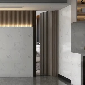 Flush Invisible Door System with Concealed Hinges, Solid Wood, and Waterproof Finish