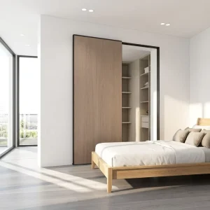 Flush Mount Aluwood Pocket Sliding Door Custom Color Interior Partition Door for Bedroom Washroom Wardrobe