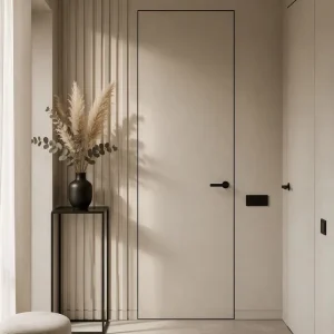 Flush Mount Frameless Hidden Wooden Interior Door with Custom Size