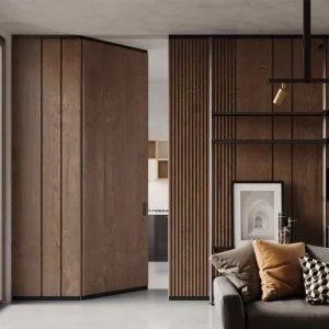 Flush-Mounted Secret Room Wooden Door Internal Concealed Integrated Frameless Hinged Hidden Door