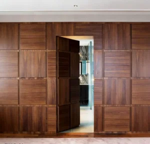 Flush Wood Hidden Door with Seamless Wall Panel for Modern Interior