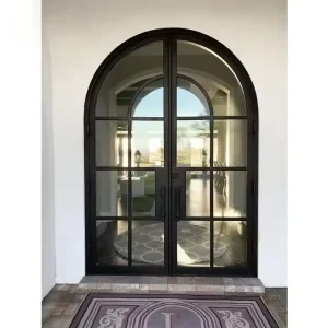 Fluted Glass Arch Door Modern Black Large Casement Interior Aluminum Arched Door