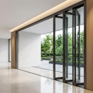 Foldable Glass Door with Aluminum Frame Sliding Partition for Interior and Exterior Commercial Entry