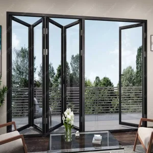 Folding Door China Manufacturer Aluminium Door with Double 5mm Glass and Broken Bridge Aluminium