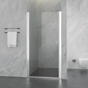 Folding Door Shower Enclosure Narrow Aluminum Frame Tempered Glass Bathroom Screen No Base Tray