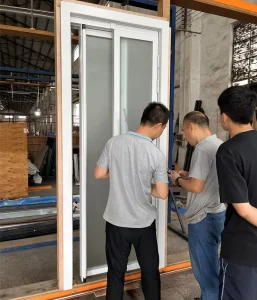 Folding Sliding Aluminum Door System with Double Glass for Kitchen, Bathroom, or Toilet