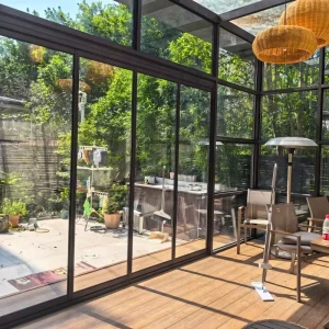 Folding Sliding Aluminum Door with Double Glass and Slim Aluminum Frame