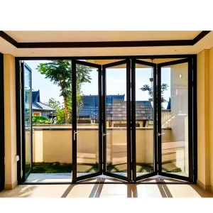 Folding Stacker Door Tempered Glass Anodized Aluminum for Restaurant Manufacturer American Standard