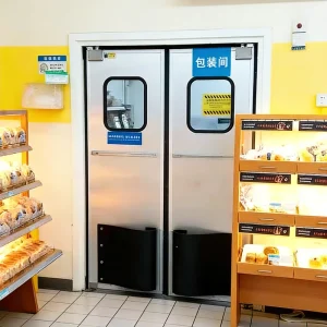 Food Processing Stainless Steel Traffic Door, Hygienic Double Swing Door for Clean Production Areas