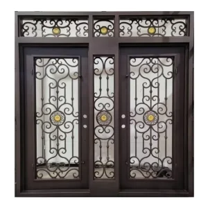 Forged Wrought Iron Double Courtyard Entrance Door for Villas
