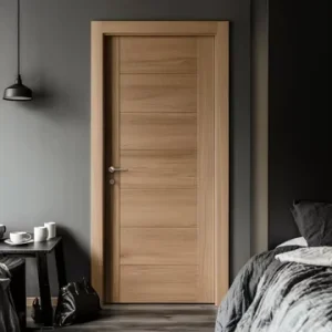 Formaldehyde-Free Brown Wooden Interior Doors For Bedroom Entry Hotel and Villa Customizable Paint-Free