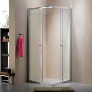 Foshan Factory Direct Sell Project Arc Corner Custom Aluminum Framed Soft Closing Polished Finish Sliding Shower Door