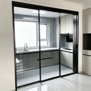 Four-Panel Concealed-Track Sliding Door with Energy-Efficient Aluminum Alloy Frame for Office, Hotel, or Villa Partition Walls