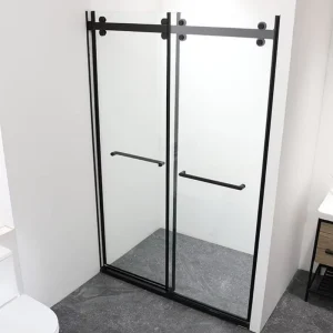Frame Bathroom Adjustable Double sliding Stainless Steel Tempered Glass Modern Shower Door