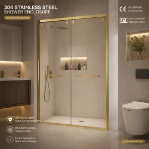 Framed Double Sliding Glass Shower Enclosure with Top Rail, Easy-Clean, Hotel and Home Use