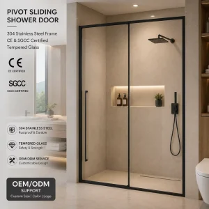 Framed Fixed and Sliding Shower System with Aluminum Profile and Glass Panels for Commercial Bathrooms