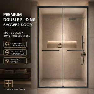 Framed One-Line Double Sliding Shower Door for Commercial Bathroom Renovation