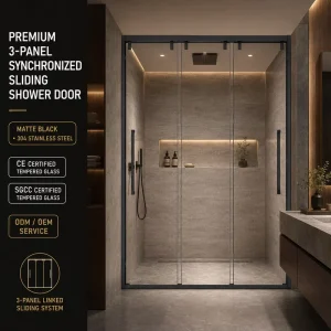 Framed One Line Three Panel Sliding Shower Door System for Commercial Bathrooms