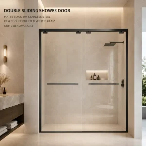 Framed One-Piece Double Sliding Shower Door with Durable Hardware for Modern Bathrooms