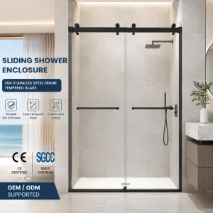 Framed One-Shaped Double Sliding Shower Door, 8mm Glass, 5-Year Warranty, ODM/OEM Support