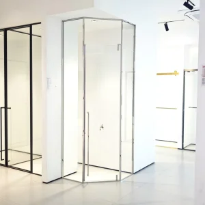 Framed Pivot Shower Enclosure Tempered Glass Bathroom Shower Door Chrome Finish