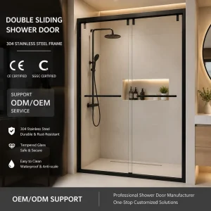 Framed Tempered Glass Single-Line Sliding Shower Door Stainless Steel Frame Hotel Villa Commercial Bathroom