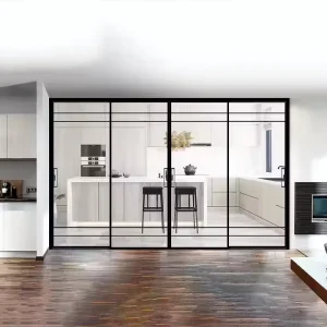 Frameless Aluminum Glass Plexiglass Sliding Door with Narrow Interior Door Frame